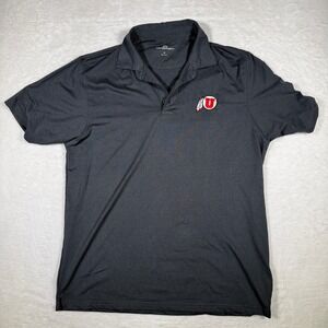 VANSport Mens Medium Black Utah Utes NCAA Polo Shirt Short Sleeve Embroidered